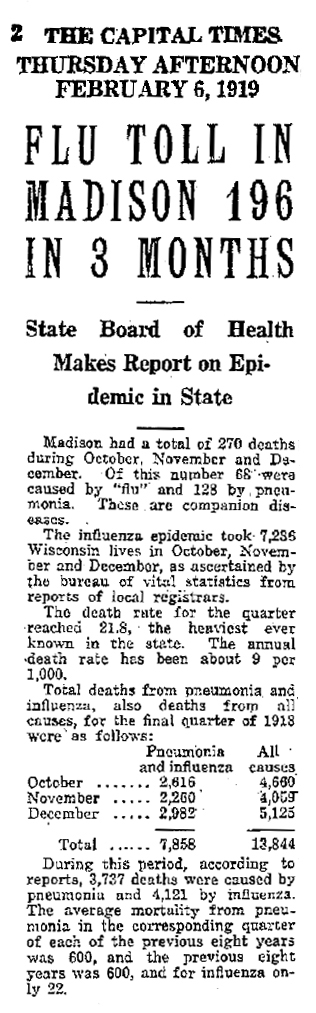 Flu death toll 1918