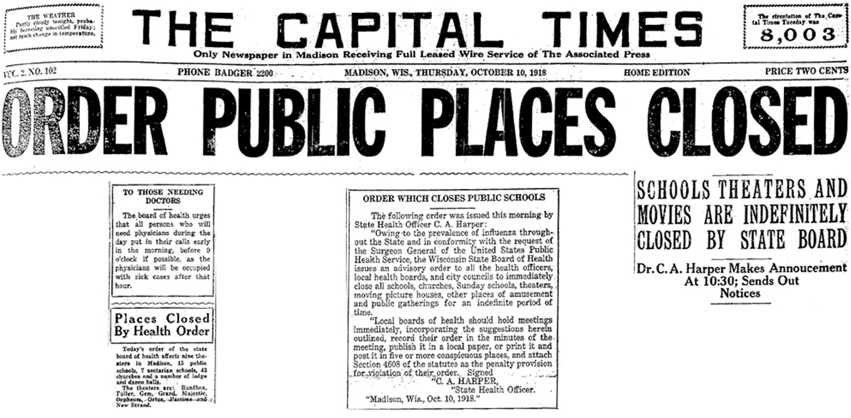 Flu closures 1918